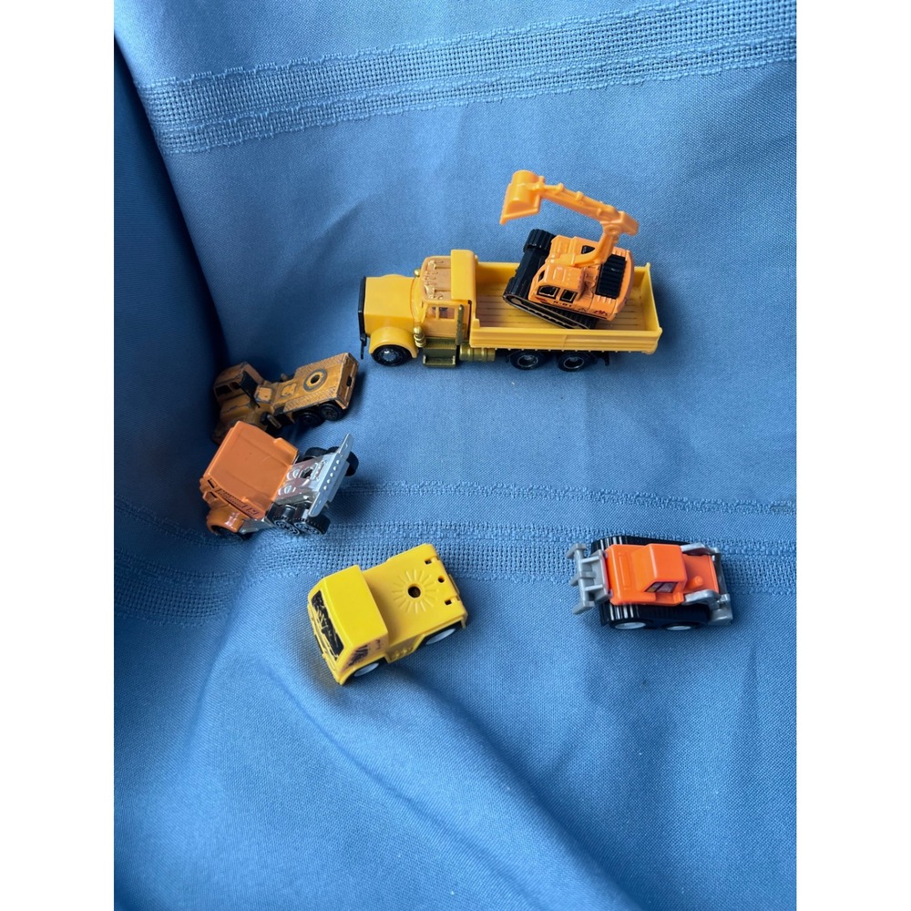 Vintage Kids DecoPac Construction Toy Vehicle Lot Small Yellow Orange